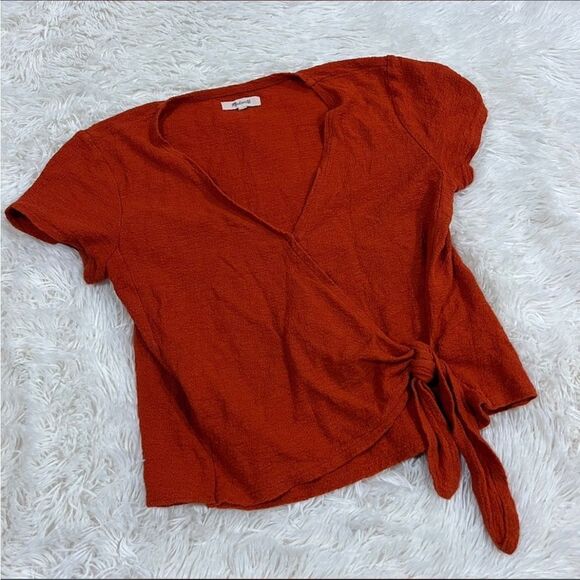 Madewell textured tie front blouse S - Picture 1 of 7